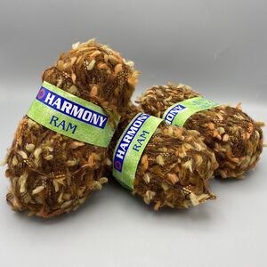 Harmony RAM‎ Yarn 3 Skeins Brown Rust Eyelash Boucle Wool Acrylic Blend DK 100g